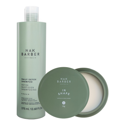 Мужской комплект NAK Barber Duo: детокс-шампунь и паста средней фиксации