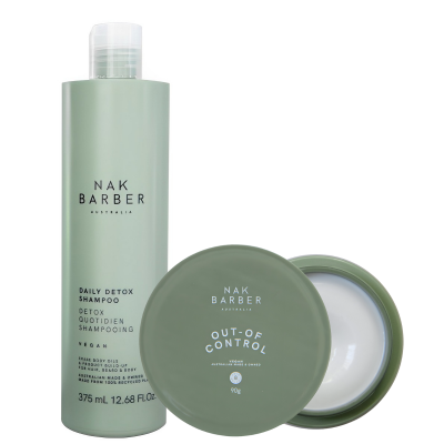 Мужской комплект NAK Barber Duo: детокс-шампунь и матовая паста