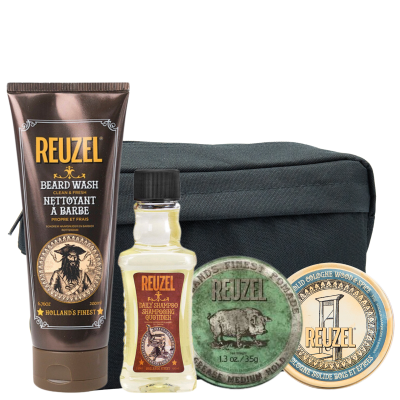 Мужской набор Reuzel Quattro: два шампуня, зеленая помада и твердый одеколон Мужской набор Reuzel Quattro: два шампуня, зеленая помада и твердый одеколон