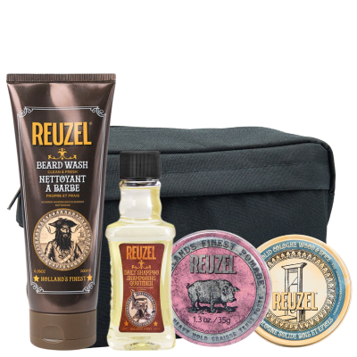 Мужской набор Reuzel Quattro: два шампуня, розовая помада и твердый одеколон Мужской набор Reuzel Quattro: два шампуня, розовая помада и твердый одеколон