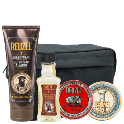 Мужской набор Reuzel Quattro: два шампуня, красная помада и твердый одеколон Мужской набор Reuzel Quattro: два шампуня, красная помада и твердый одеколон