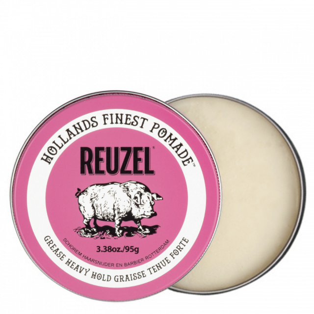 Розовая помада для укладки сильной фиксации Reuzel Grease Heavy Hold, 95 г