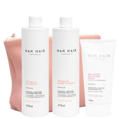 Набор в косметичке NAK Holiday Hydrate Trio «Увлажнение»: шампунь, кондиционер и маска