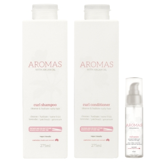Комплект Aromas Curl «Для вьющихся волос»: шампунь, кондиционер и сыворотка Комплект Aromas Curl «Для вьющихся волос»: шампунь, кондиционер и сыворотка