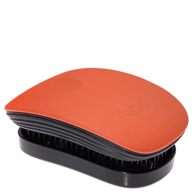 Расческа-детанглер ikoo paradise black «Оранжевый цветок» — компактная для сумочки