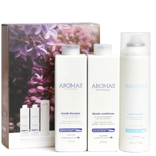 Набор Aromas Blonde «Премиальный блонд»: шампунь, кондиционер и текстурирующий спрей Набор Aromas Blonde «Премиальный блонд»: шампунь, кондиционер и текстурирующий спрей