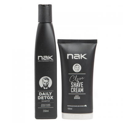 Комплект для мужчин NAK Duo: шампунь и крем для бритья