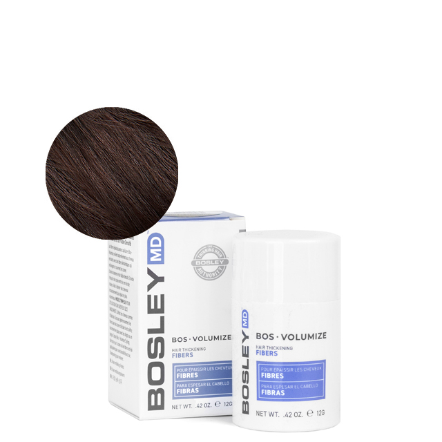 Кератиновые волокна для камуфляжа проблемных зон Bosley MD Volumize Hair Thickening Fibers, 12 г — темно-коричневые