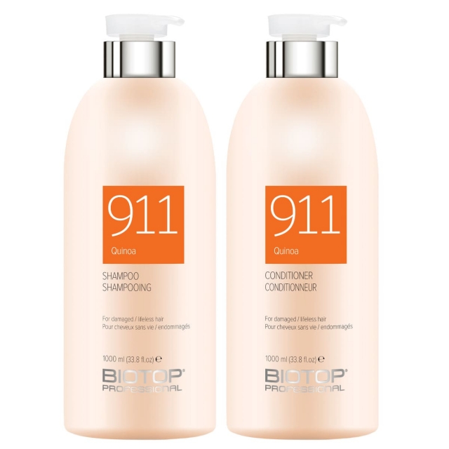 Комплект BIOTOP 911 Quinoa Duo XXL «Киноа» для поврежденных и тусклых волос: шампунь и кондиционер, 1000 мл