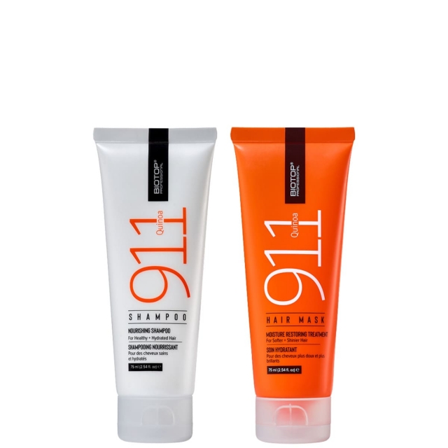 Комплект BIOTOP 911 Quinoa Duo «Киноа» для поврежденных и тусклых волос: шампунь и маска, 75 мл