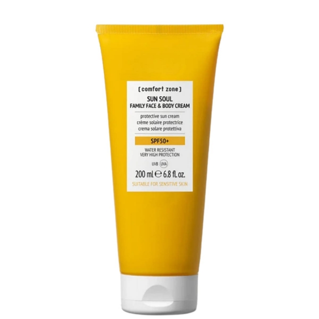 Солнцезащитный водостойкий крем для взрослых и детей Comfort Zone Sun Soul Family Face & Body Cream SPF50+, 200 мл