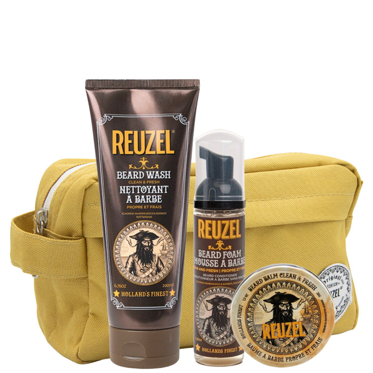Набор для мужчин Reuzel Clean & Fresh Trio: шампунь, пена и бальзам для бороды