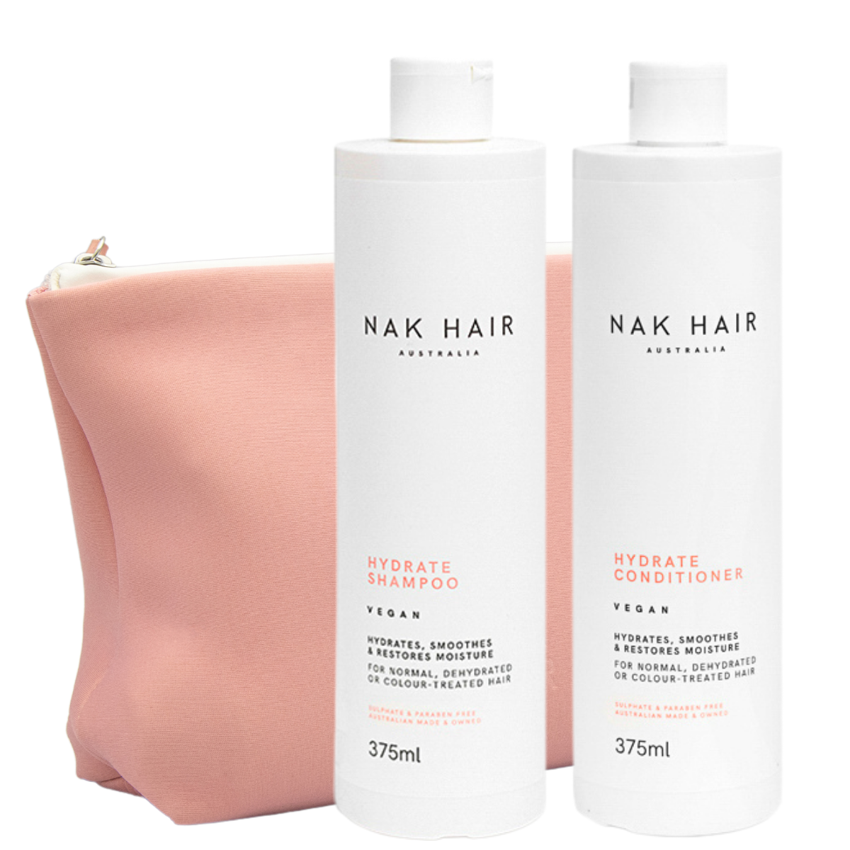 Набор в косметичке NAK Hydrate Duo «Увлажнение»: шампунь и кондиционер, 375 мл