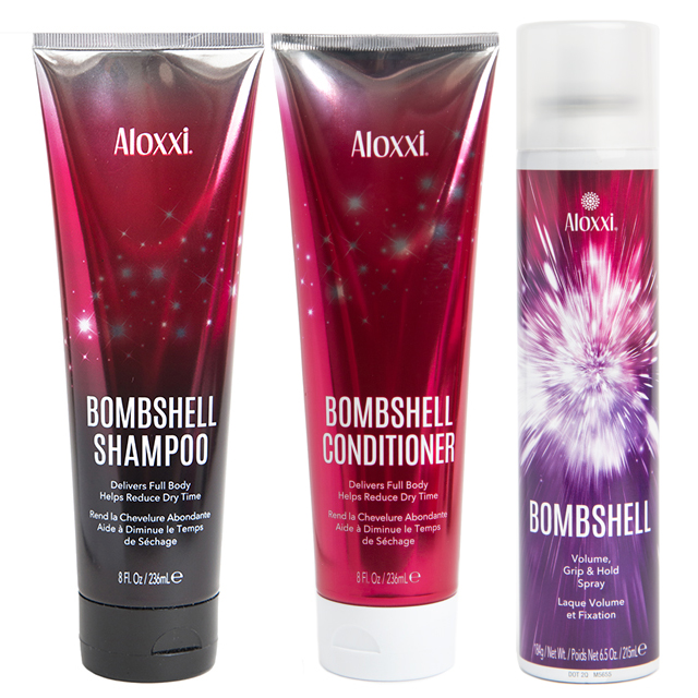 Комплект «Взрывной объем» Aloxxi Bombshell Trio: шампунь, кондиционер и спрей