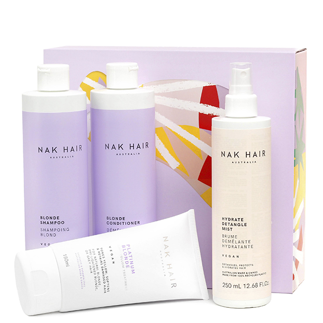 Набор NAK Quattro Blond Quad Wrap «Блонд»: шампунь, кондиционер, маска и спрей
